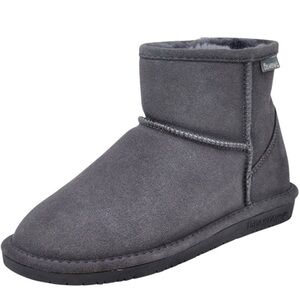 BEARPAW Demi Gray suede leather & sherpa  sherpa wool Fall Winter Boot half boot